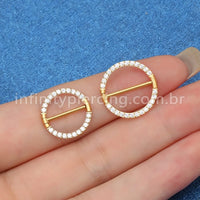 Piercing Argola  Aço Cirúrgico Mamilo Zircônia Cravejada