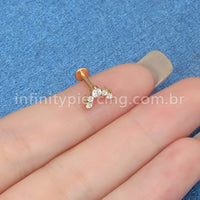 Piercing Labret Aço Cirúrgico Curvo Zircônias