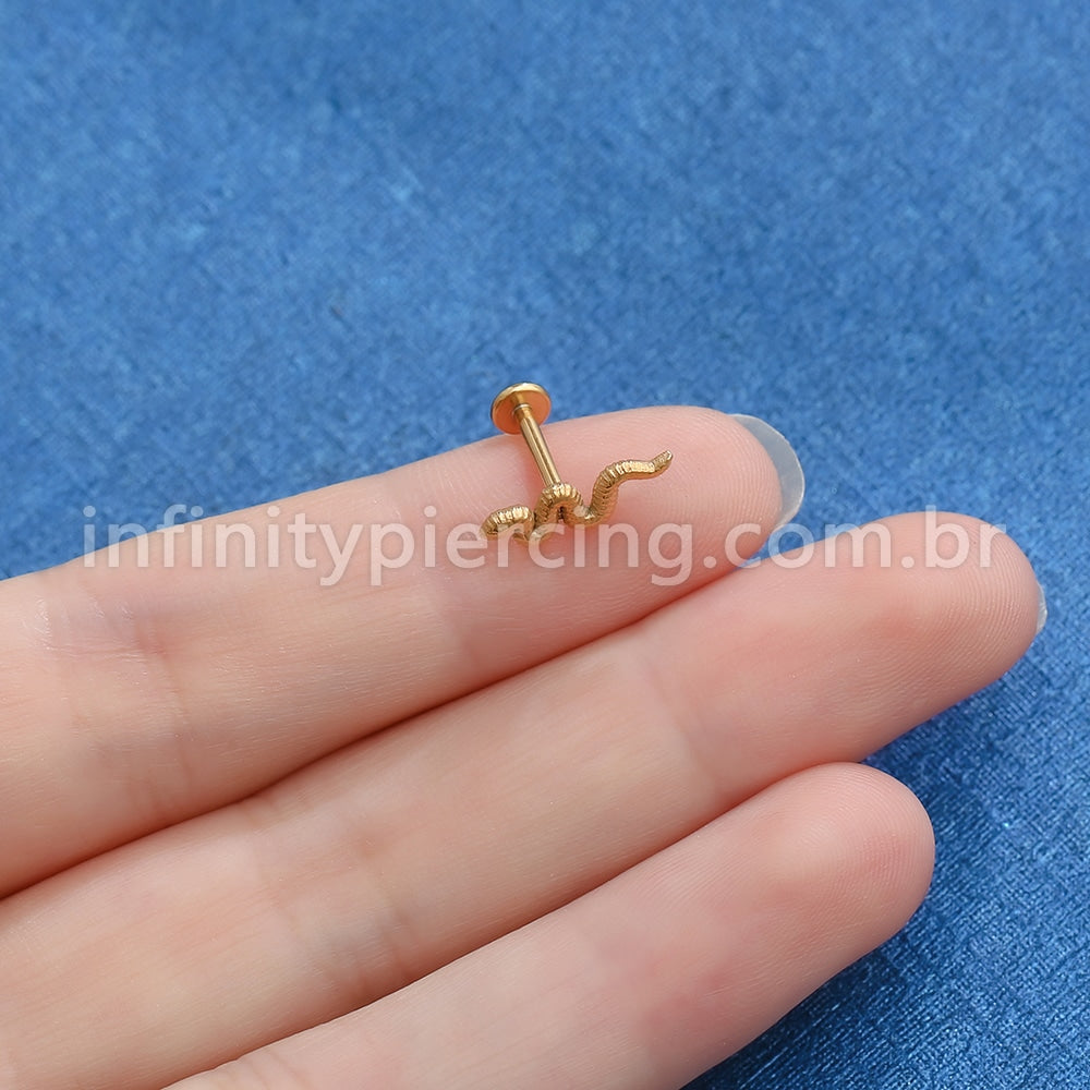 Piercing Labret Aço Cirúrgico Cobra