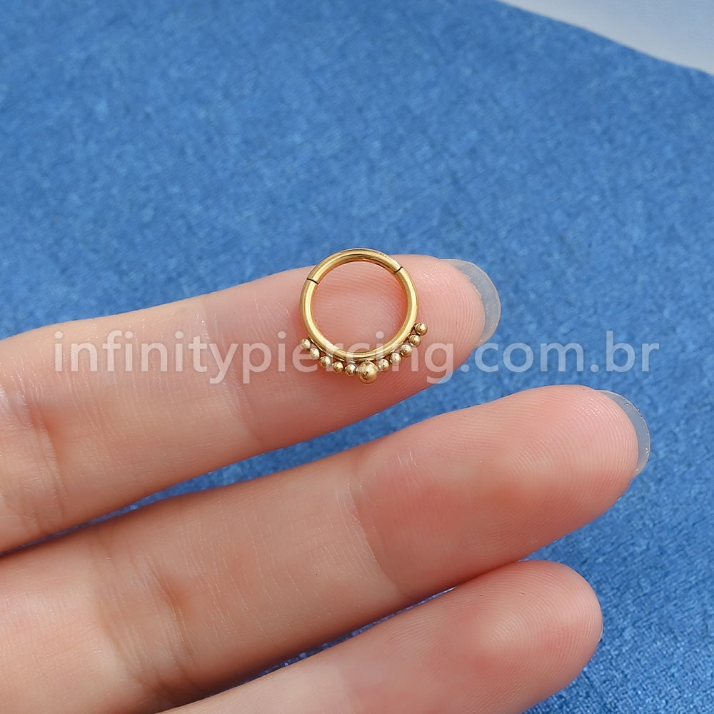 Piercing Argola Aço Cirúrgico Segmento Articulado Bolinhas
