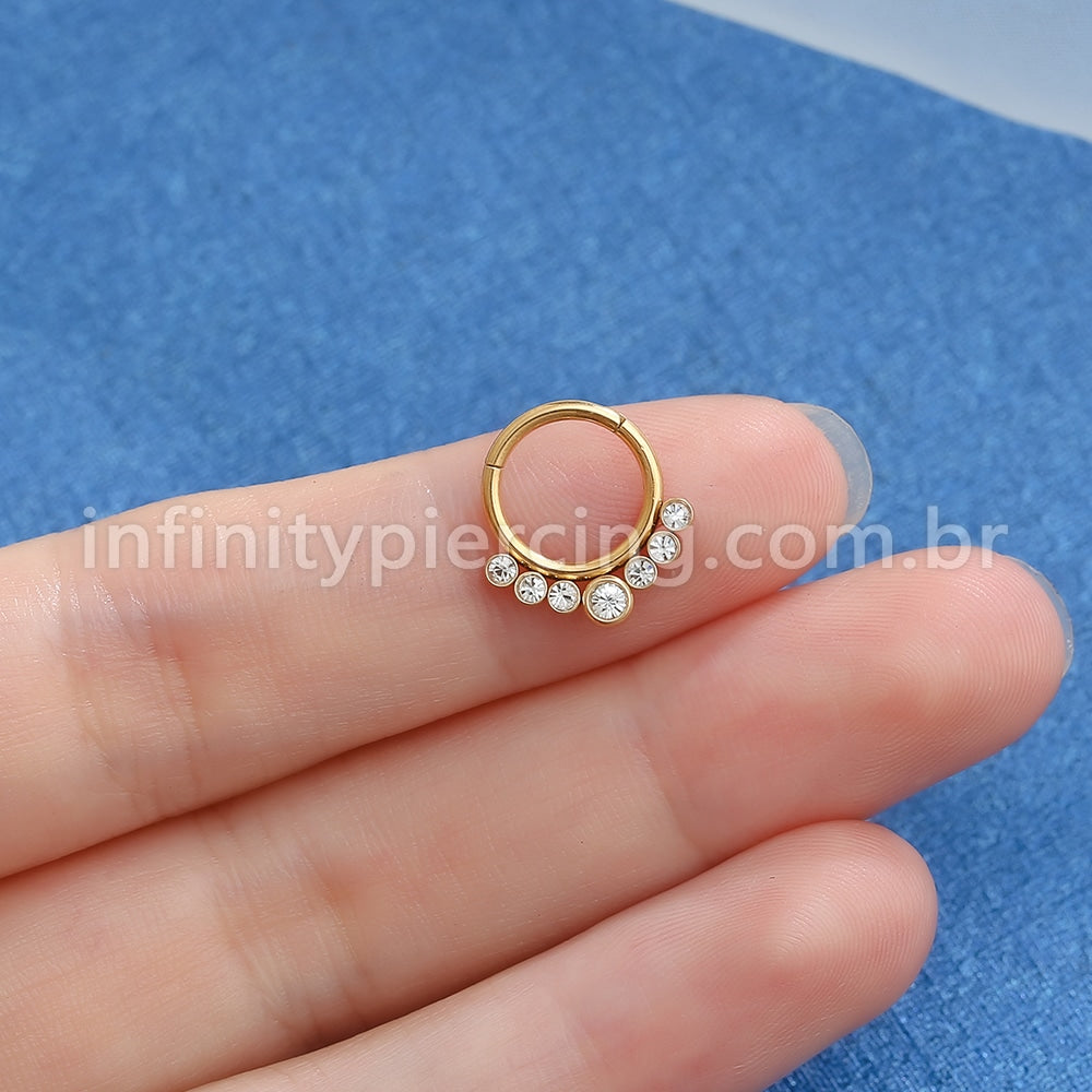 Piercing Argola Aço Cirúrgico Segmento Articulado 7 Zircônia