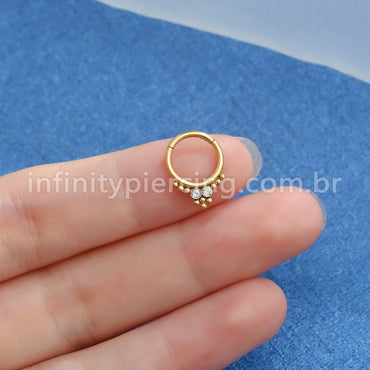 Piercing Argola Aço Cirúrgico Segmento Articulado Indiano Zircônia
