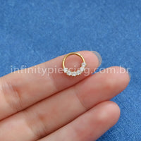 Piercing Argola Aço Cirúrgico Segmento Articulado Zircônia Cravejada