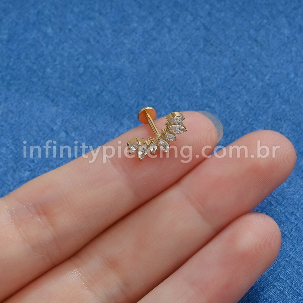 Piercing Labret Titânio 7 Zircônias