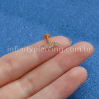 Piercing Labret Titânio Zircônia Cravejadas Gotas