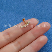 Piercing Labret Titânio Cluster 7 Zircônias