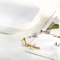 Piercing Labret Titânio Com Pingente Cruz