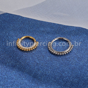Piercing Argola Titânio Segmento Articulado Indiano Zircônia Cravejada