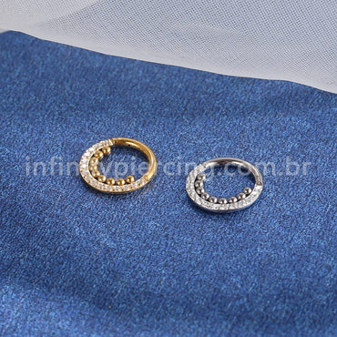 Piercing Argola Titânio Segemento Articulado Indiano Zircônia Cravejada