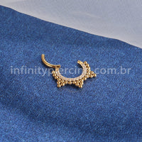 Piercing Argola Titânio Segmento Articulado Indiano Zircônia Cravejada