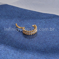 Piercing Argola Titânio Segmento Articulado Indiano Zircônia Cravejada