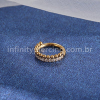 Piercing Argola Titânio Segemento Articulado Indiano Zircônia Cravejada