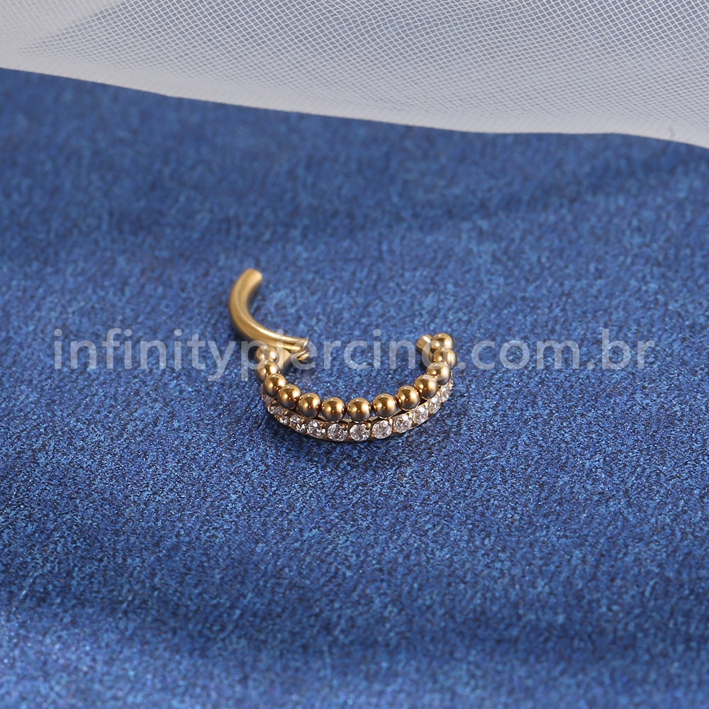 Piercing Argola Titânio Segemento Articulado Indiano Zircônia Cravejada