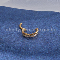 Piercing Argola Titânio Segemento Articulado Indiano Zircônia Cravejada