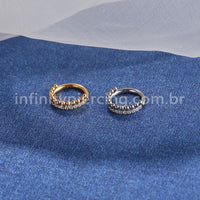 Piercing Argola Titânio Segemento Articulado Indiano Zircônia Cravejada