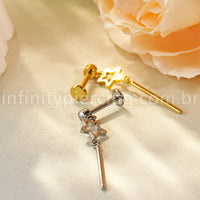 Piercing Labret Titânio Com Pingente Estrela