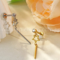 Piercing Labret Titânio Com Pingente Estrela