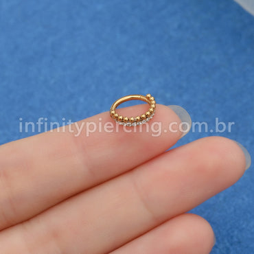 Piercing Argola Titânio Segemento Articulado Indiano Zircônia Cravejada