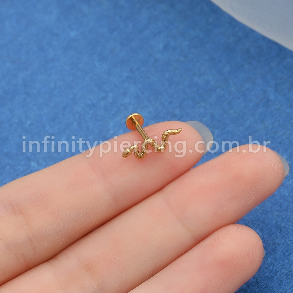 Piercing Labret Titânio Cobra