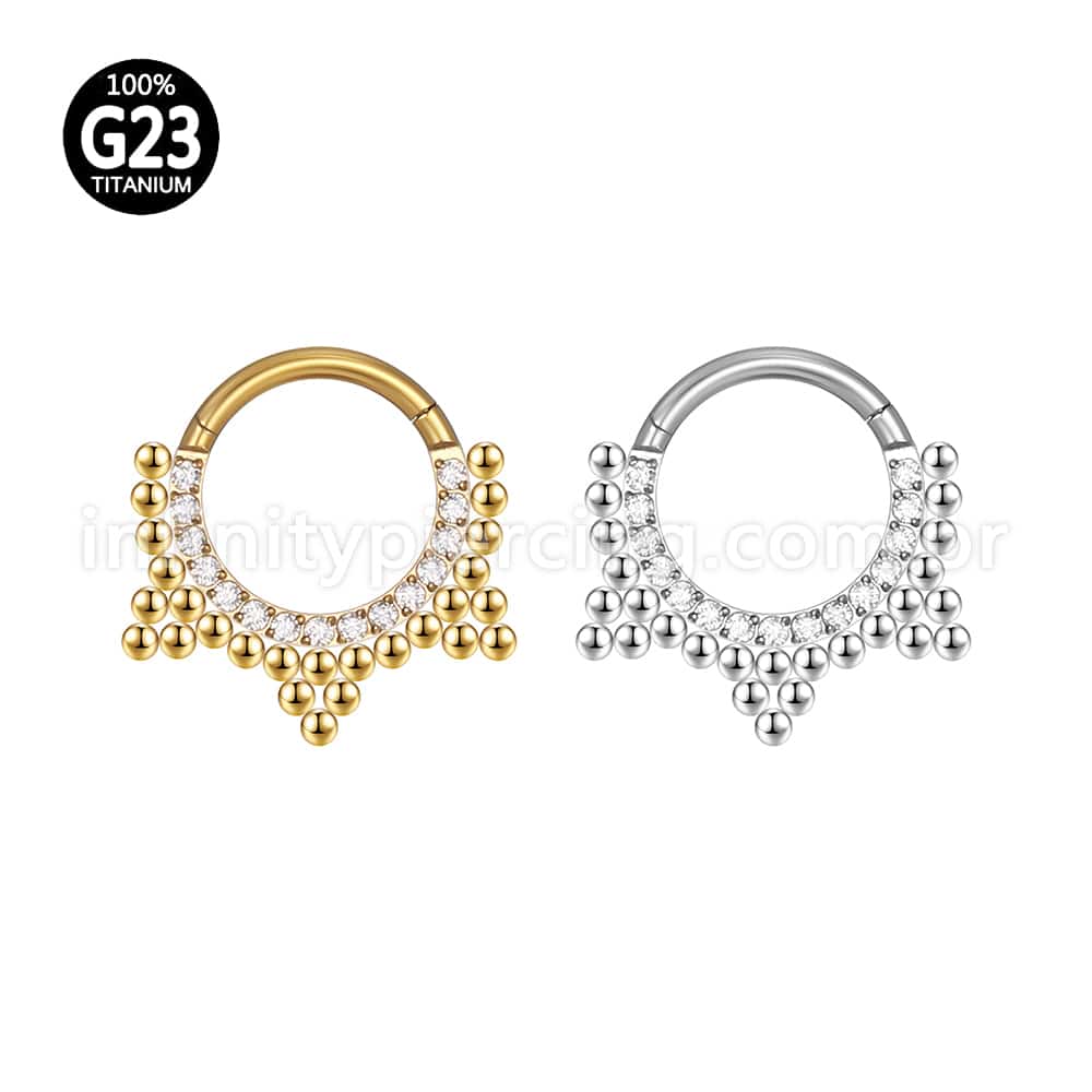 Piercing Argola Titânio Segmento Articulado Indiano Zircônia Cravejada
