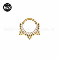 Piercing Argola Titânio Segmento Articulado Indiano Zircônia Cravejada