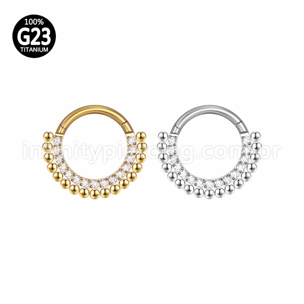 Piercing Argola Titânio Segmento Articulado Indiano Zircônia Cravejada