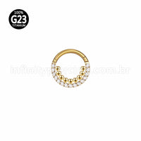Piercing Argola Titânio Segemento Articulado Indiano Zircônia Cravejada