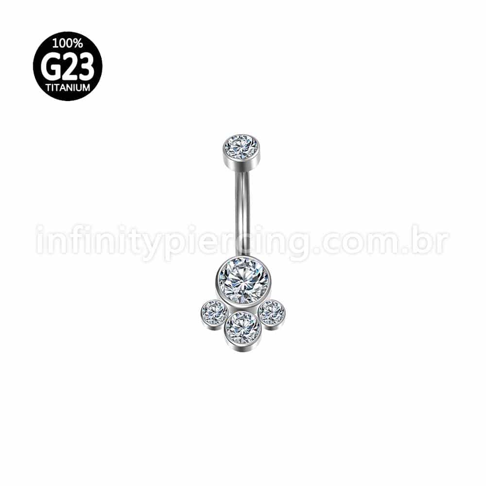 Piercing Banana Titânio Indiano Zircônia/Opala