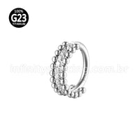 Piercing Argola Titânio Segmento Articulado Indiano Zircônia Cravejada