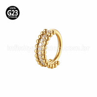 Piercing Argola Titânio Segmento Articulado Indiano Zircônia Cravejada