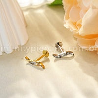 Piercing Labret Titânio Onda Com Zircônia Cravejada