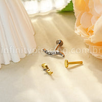 Piercing Labret Titânio Onda Com Zircônia Cravejada