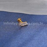 Piercing Labret Titânio 5 Zircônias Retangular