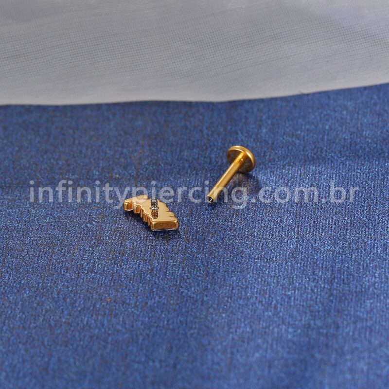 Piercing Labret Titânio 5 Zircônias Retangular