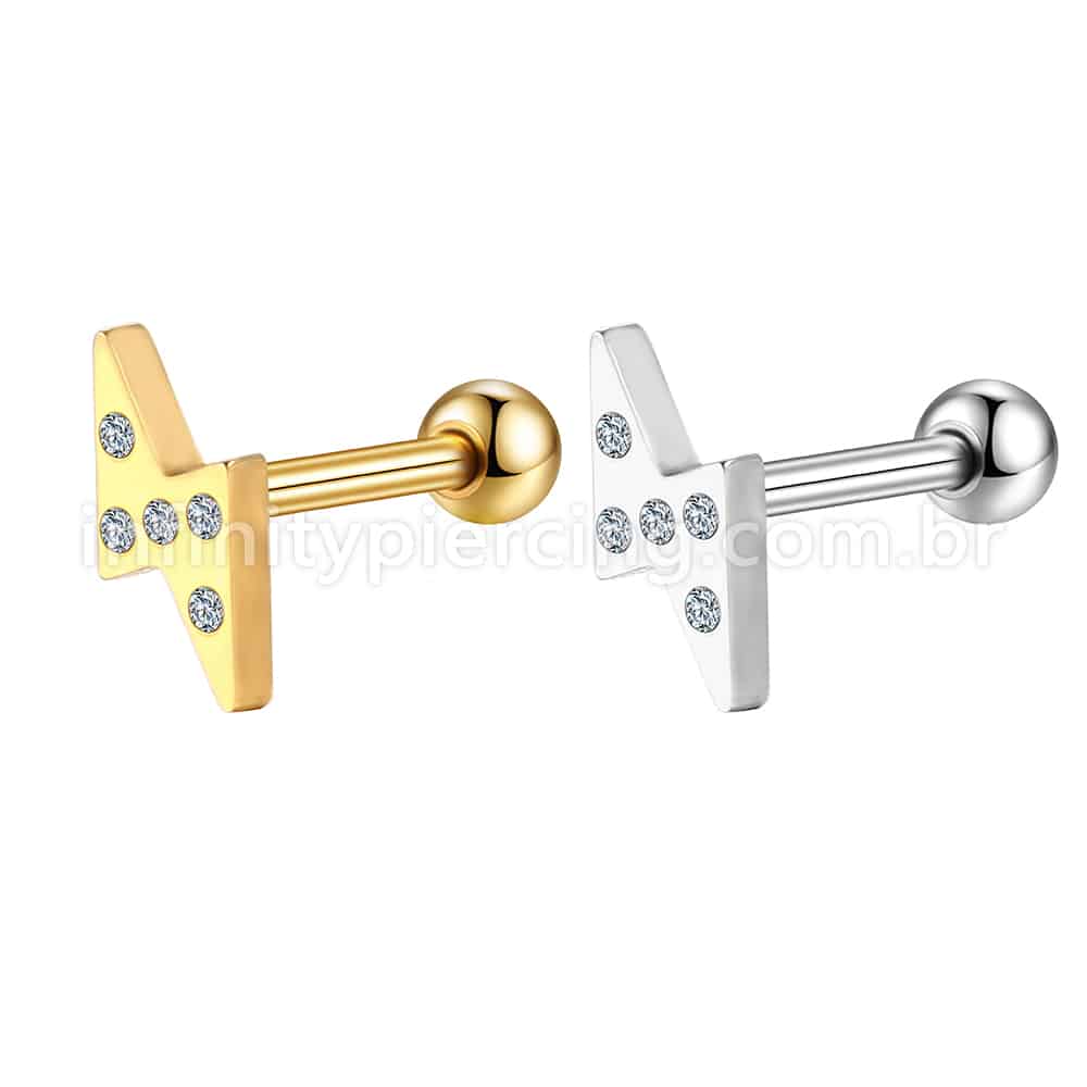 Piercing Microbell Aço Cirúrgico Raio Strass