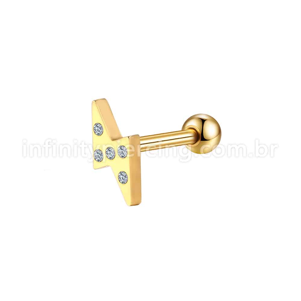 Piercing Microbell Aço Cirúrgico Raio Strass