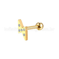 Piercing Microbell Aço Cirúrgico Raio Strass