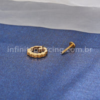 Piercing Labret Titânio Redonda 6 Zircônias