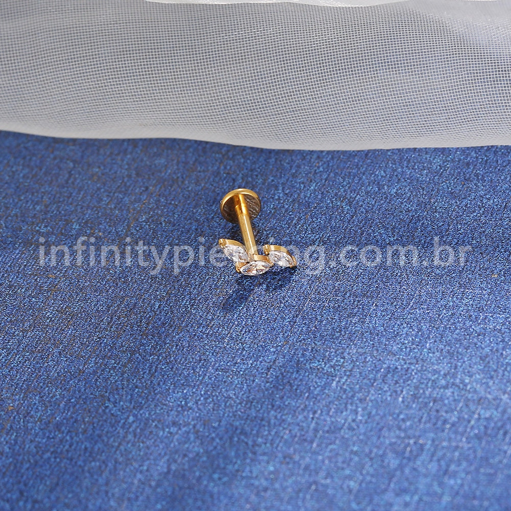 Piercing Labret Titânio Trio Zircônia