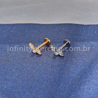 Piercing Labret Titânio Trio Zircônia