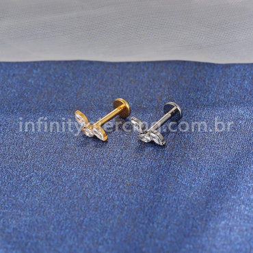 Piercing Labret Titânio Trio Zircônia