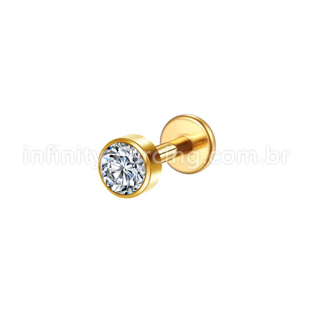 Piercing Labret Aço Cirúrgico Zircônia Rosca Interna