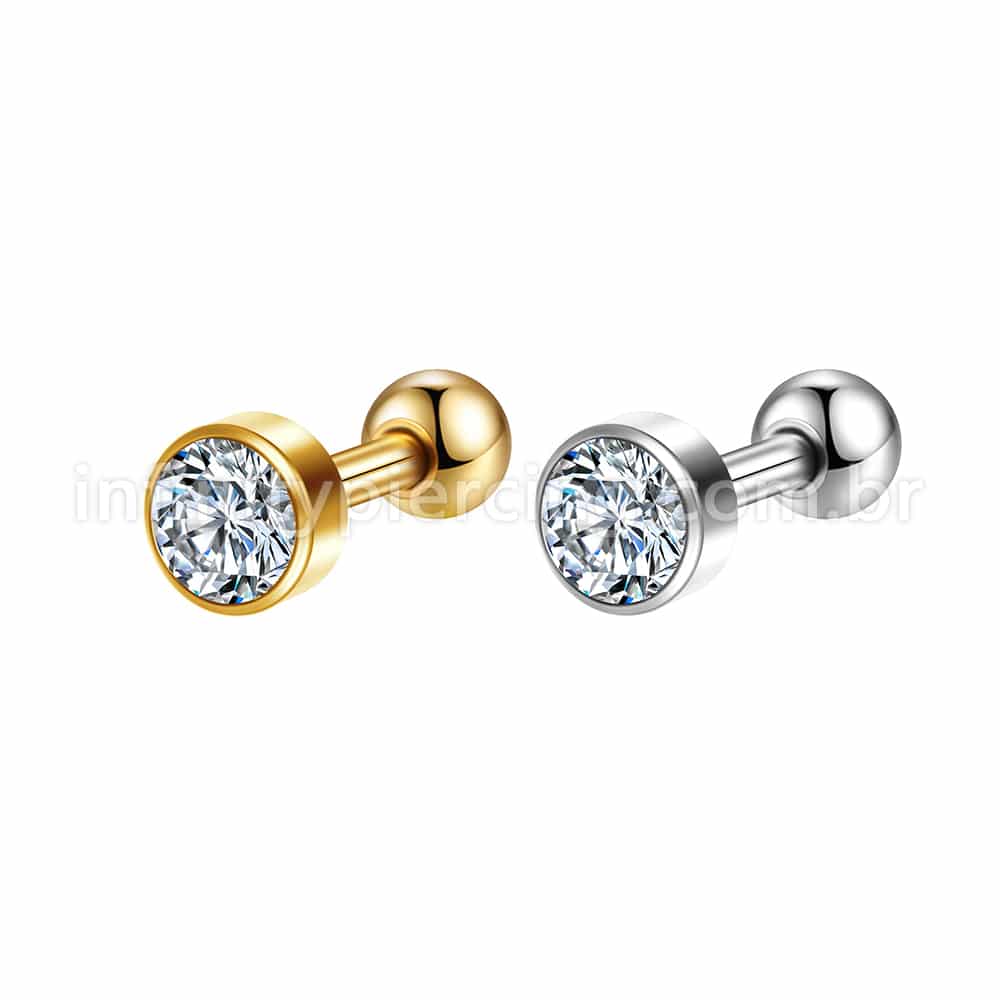 Piercing Microbell Aço Cirúrgico Zircônia