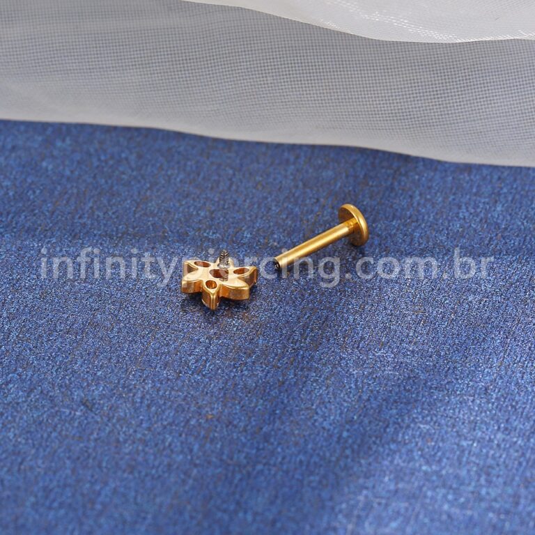 Piercing Labret Titânio Flor 3 Zircônias