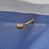 Piercing Labret Titânio Flor 3 Zircônias