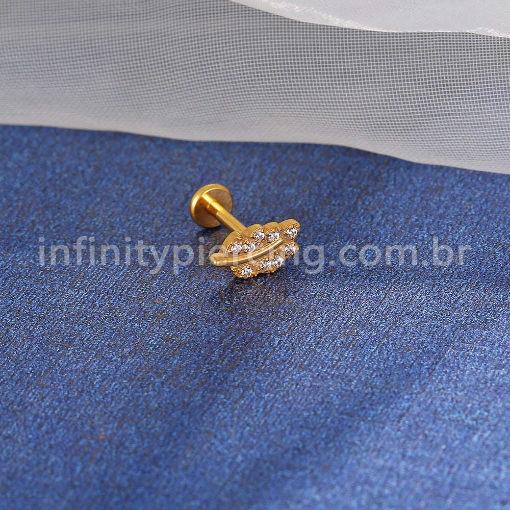 Piercing Labret Titânio Mini Folha Zircônia