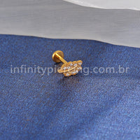 Piercing Labret Titânio Mini Folha Zircônia