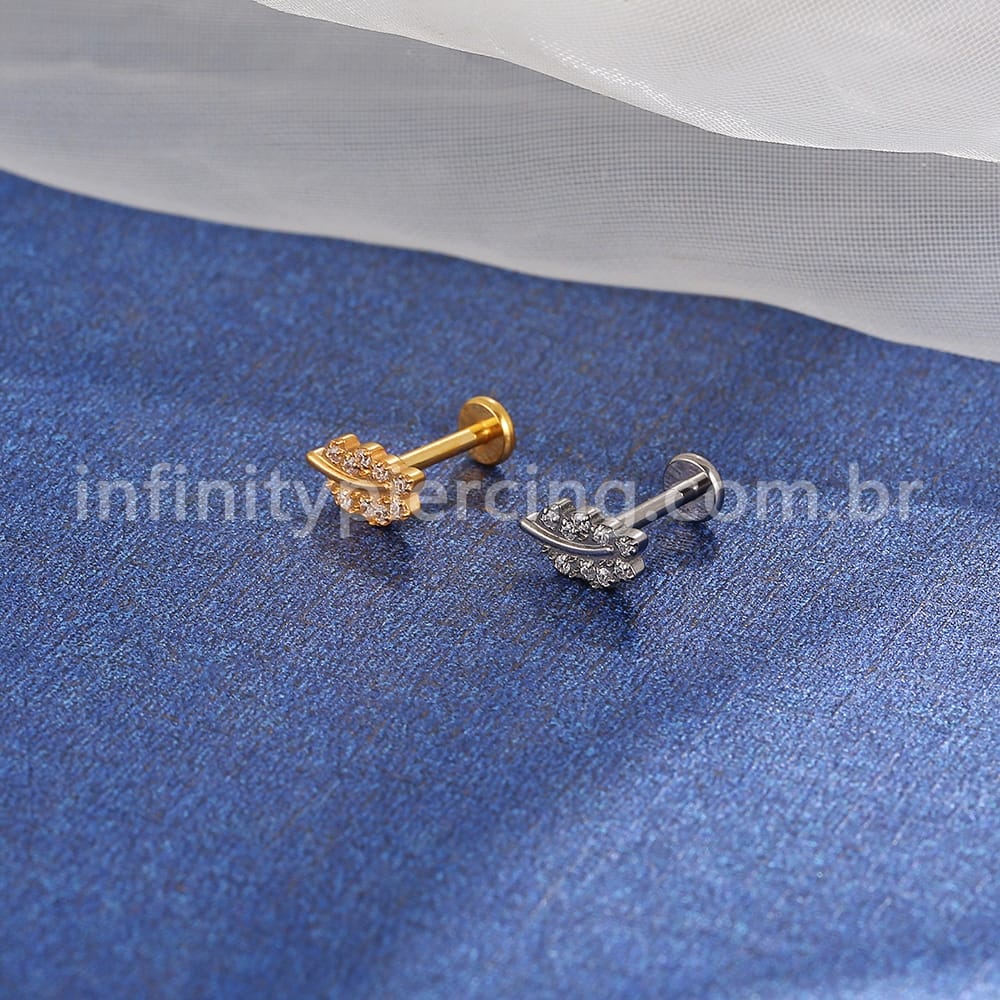 Piercing Labret Titânio Mini Folha Zircônia