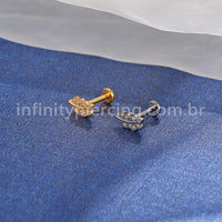 Piercing Labret Titânio Mini Folha Zircônia