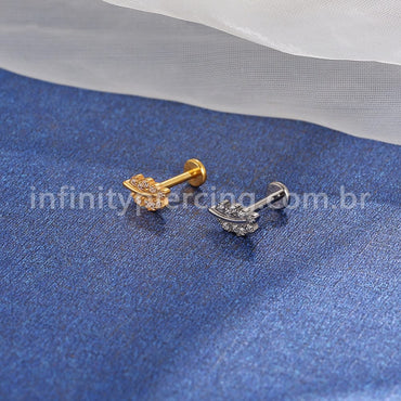 Piercing Labret Titânio Mini Folha Zircônia